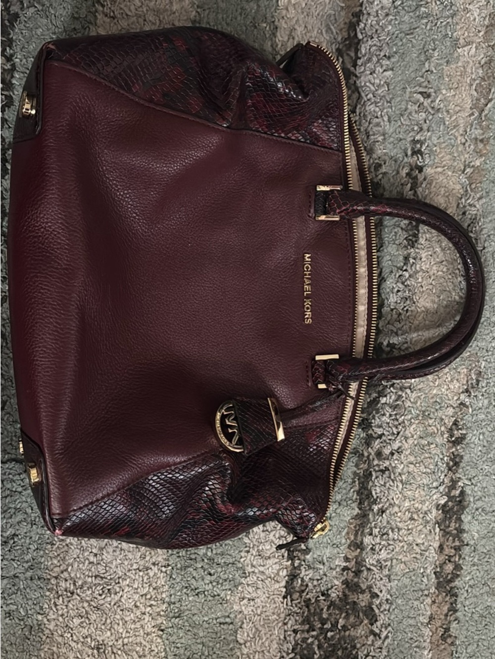 Michael Kors Riley satchel Merlot python - Picture 1 of 1